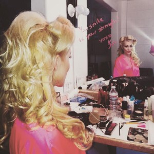 All dolled up behind the scenes at the Love, Twelve photoshoot.