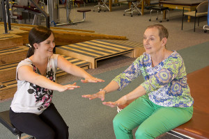 CVMC Patient Denise Wallace with physical therapist Caroline Windham